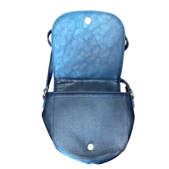Sole Society Nordstrom Vegan Leather Flap Front Crossbody Saddle Bag Purse Blue - Picture 2 of 5